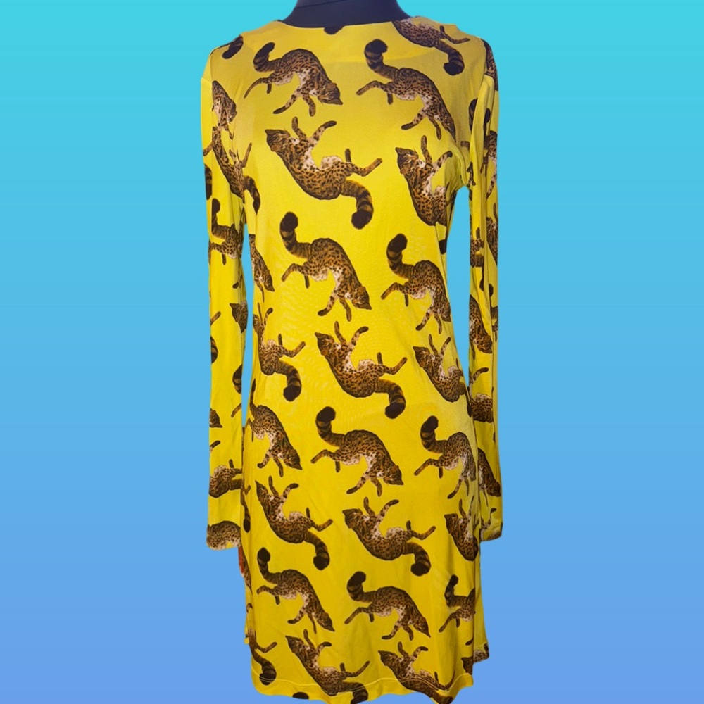 Opening Ceremony Yellow Leopard Print Midi Dress